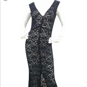 Alice + Olivia Black Long Lace Dress